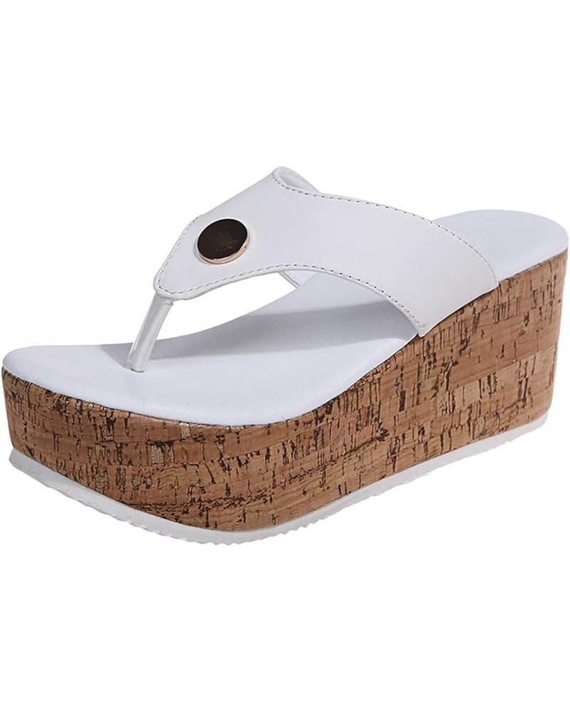 Wedge Flip Flop for Women Breathable Casual Shoes Heel Women's Wedge Slippers Fashion Leisure Cat Flip Flop Slippers White $1...