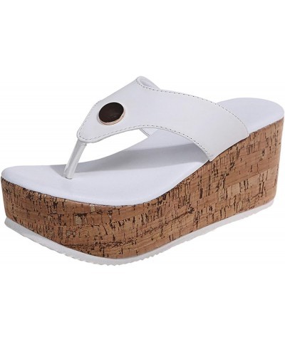 Wedge Flip Flop for Women Breathable Casual Shoes Heel Women's Wedge Slippers Fashion Leisure Cat Flip Flop Slippers White $1...