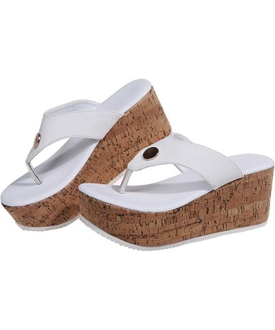 Wedge Flip Flop for Women Breathable Casual Shoes Heel Women's Wedge Slippers Fashion Leisure Cat Flip Flop Slippers White $1...