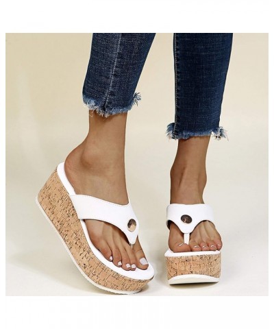 Wedge Flip Flop for Women Breathable Casual Shoes Heel Women's Wedge Slippers Fashion Leisure Cat Flip Flop Slippers White $1...