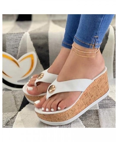 Wedge Flip Flop for Women Breathable Casual Shoes Heel Women's Wedge Slippers Fashion Leisure Cat Flip Flop Slippers White $1...