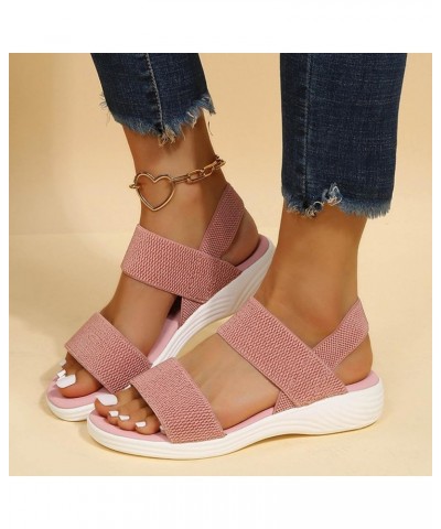 Sandals Women Strappy High Heel Platform Wedge Sandal Flip Flop Open Toe Sling Back Sandals 31-ixpyn-f-pink $15.53 Loafers & ...