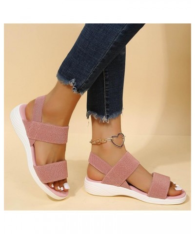 Sandals Women Strappy High Heel Platform Wedge Sandal Flip Flop Open Toe Sling Back Sandals 31-ixpyn-f-pink $15.53 Loafers & ...