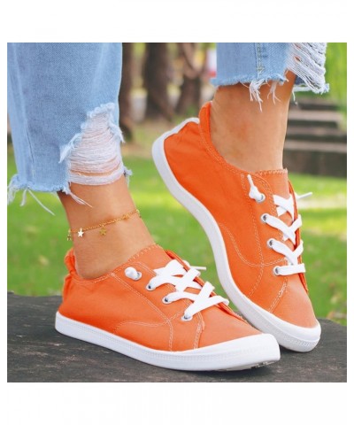 Womens Casual Comfortable Shoes Soft Autumn Loafers Shoes Shoes Ladies Vulcanize Women's Flat Canvas Women's Orange $23.01 Lo...