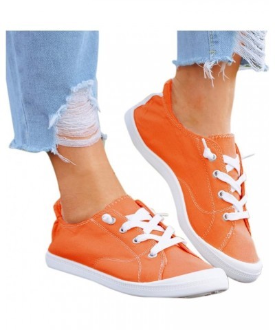 Womens Casual Comfortable Shoes Soft Autumn Loafers Shoes Shoes Ladies Vulcanize Women's Flat Canvas Women's Orange $23.01 Lo...