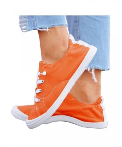 Womens Casual Comfortable Shoes Soft Autumn Loafers Shoes Shoes Ladies Vulcanize Women's Flat Canvas Women's Orange $23.01 Lo...