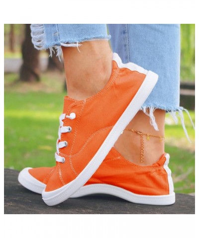 Womens Casual Comfortable Shoes Soft Autumn Loafers Shoes Shoes Ladies Vulcanize Women's Flat Canvas Women's Orange $23.01 Lo...