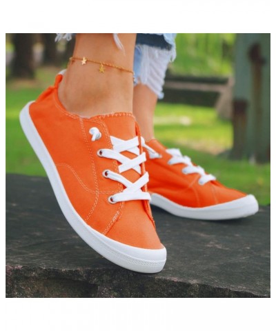 Womens Casual Comfortable Shoes Soft Autumn Loafers Shoes Shoes Ladies Vulcanize Women's Flat Canvas Women's Orange $23.01 Lo...