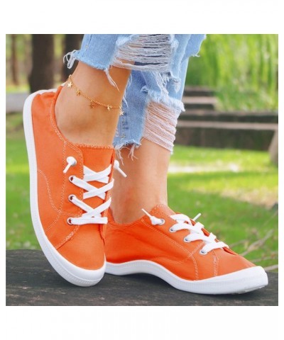 Womens Casual Comfortable Shoes Soft Autumn Loafers Shoes Shoes Ladies Vulcanize Women's Flat Canvas Women's Orange $23.01 Lo...