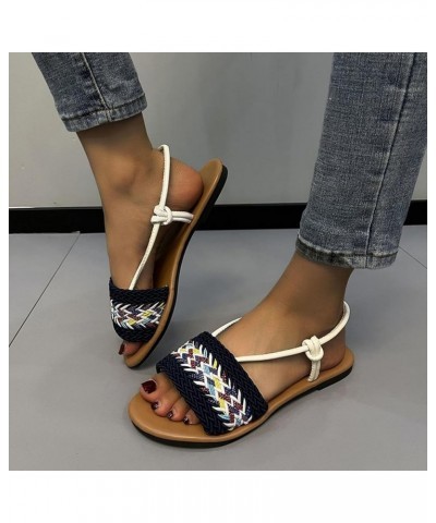 Buckle Slip on Slide Sandals Women Sandals Strap Flat Bottom Casual Fashion Women's Sandals Leather Sandals Women 8 Black $13...