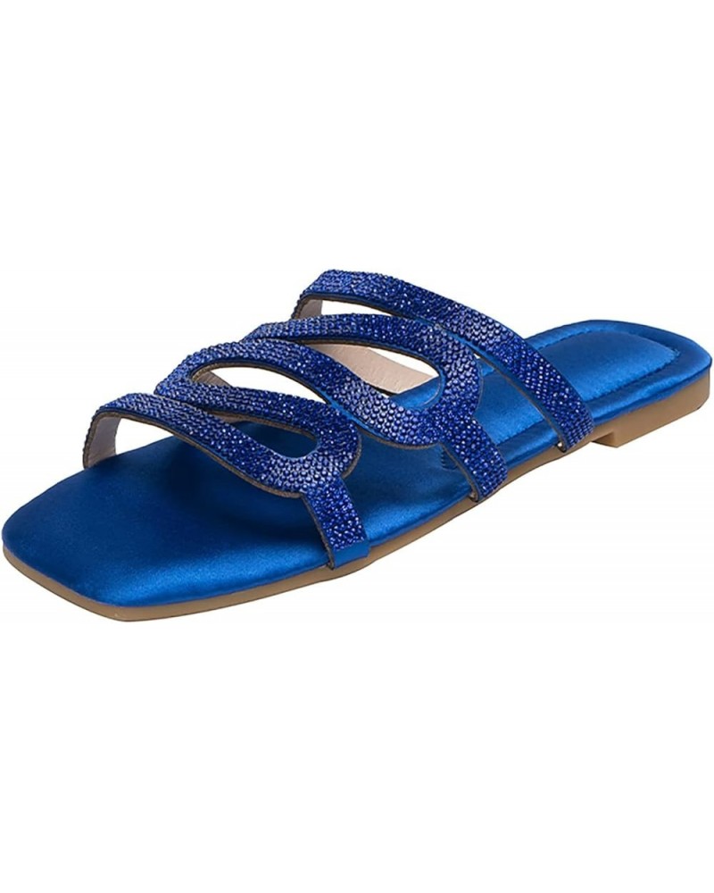 Sandals For Women White Flats Shoes Women Sandals Heels Dressy Flats For Women Dressy Comfortable Womens Blue-k $12.46 Sandals