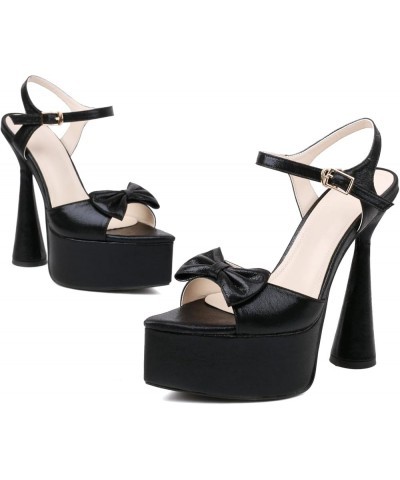 Women High Heel Sandals Women Fashion Bowknot Sandals Women Ankle-Strap Sandals Women Platform Party Sandals Black $31.23 San...