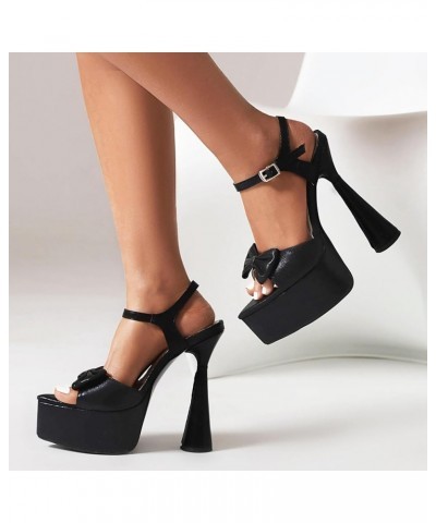 Women High Heel Sandals Women Fashion Bowknot Sandals Women Ankle-Strap Sandals Women Platform Party Sandals Black $31.23 San...