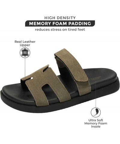 100% Genuine Leather Womens Sandals - Memory Foam Slip on Sandals Women Footwear - Womens Fashion Platform Sandals Comfy Mule...