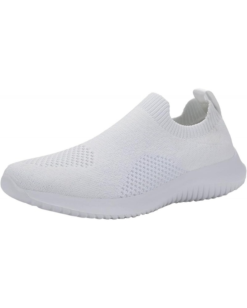 Womens Training Shoes Christmas, Womens Walking Shoes Slip on Sneakers Athletic Lady Girls Mesh Platform Work Shoes A-white $...