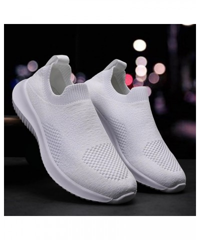 Womens Training Shoes Christmas, Womens Walking Shoes Slip on Sneakers Athletic Lady Girls Mesh Platform Work Shoes A-white $...