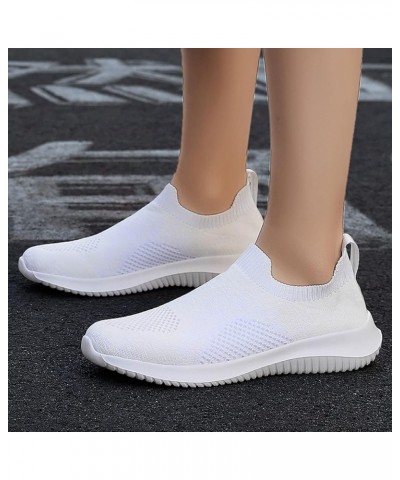 Womens Training Shoes Christmas, Womens Walking Shoes Slip on Sneakers Athletic Lady Girls Mesh Platform Work Shoes A-white $...