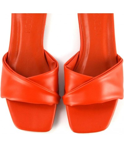 New Womens Flat Sandals Twist Padded Strap Ladies Square Toe Summer Slip On Mule Orange $23.04 Sandals