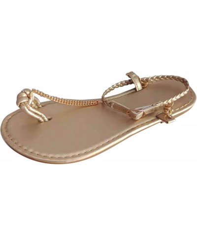 Flip Flops For Women Dressy sandals Women Black Flats Shoes Women sandalias De Mujer Elegantes sandals Women Flats Sho 9-gold...