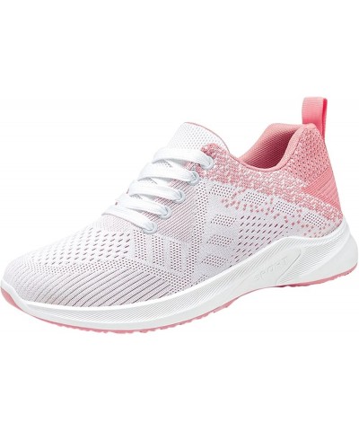 Womens White PU Leather Sneakers Low Top Tennis Shoes Casual Walking Shoes, Breathable Mesh Sneaker Pink $20.45 Athletic Shoes