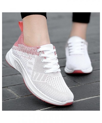 Womens White PU Leather Sneakers Low Top Tennis Shoes Casual Walking Shoes, Breathable Mesh Sneaker Pink $20.45 Athletic Shoes