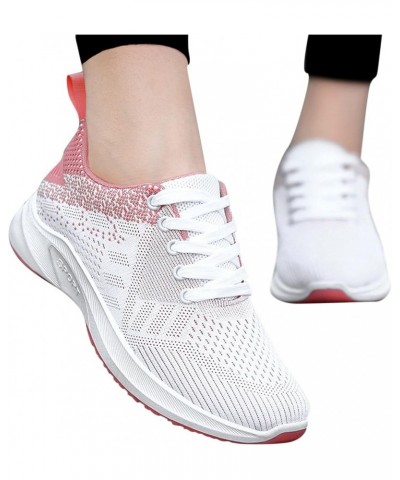 Womens White PU Leather Sneakers Low Top Tennis Shoes Casual Walking Shoes, Breathable Mesh Sneaker Pink $20.45 Athletic Shoes