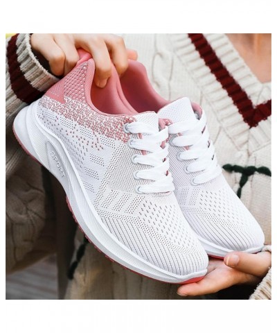 Womens White PU Leather Sneakers Low Top Tennis Shoes Casual Walking Shoes, Breathable Mesh Sneaker Pink $20.45 Athletic Shoes