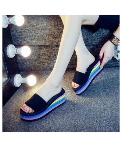 Sandals Women Slides Womens Slide Slippers Women's Platform Beach Heel Wedge Bath Shoes Fashion Slippers High Sandals Women's...