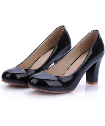 Footwear Womens Round Toe Office Formal Block Heel Court Shoes Black 1 $22.41 Pumps