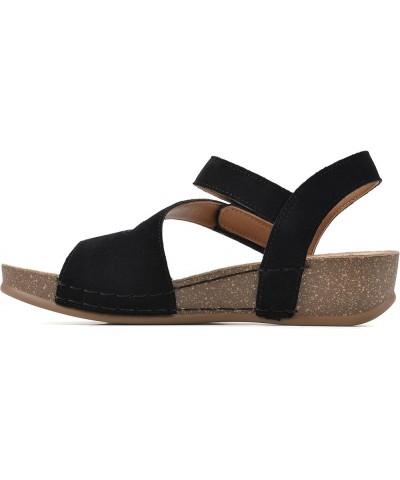 Women's Fern Wedge Sandal Black/Suede $21.16 Sandals