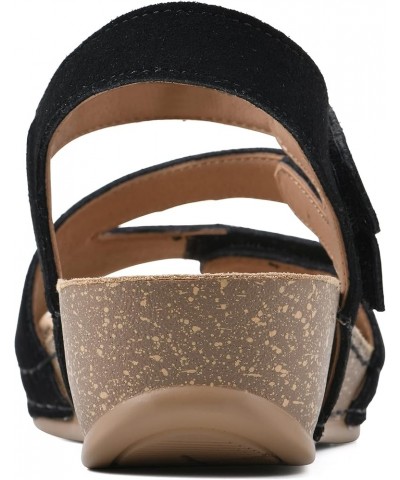 Women's Fern Wedge Sandal Black/Suede $21.16 Sandals