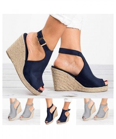 Wedges for Women Dressy Summer Comfortable Espadrilles Closed Toe Elastic Platform Wedges Sandals Casual Shoes W1-black $21.0...