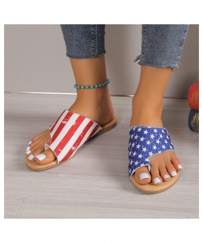 Womens Sandals 4th of July Gladiator Sandals for Women American Flip Flop Peep Toe Independence Day Gladiator Shoe Womens Ame...