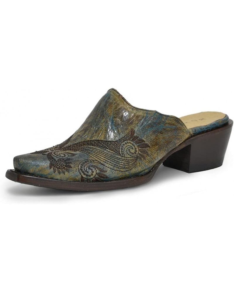 Women's Mary Rustic Free Flow Embroidered Mules Snip Toe Brown 9 M US $45.51 Mules & Clogs