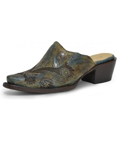 Women's Mary Rustic Free Flow Embroidered Mules Snip Toe Brown 9 M US $45.51 Mules & Clogs