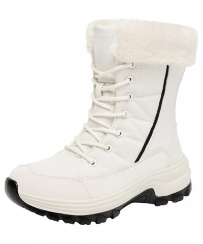 Winter Boots for Women Waterproof Anti Slip Ankle Booties Warm Short Womans Snow Boots with Fur Lined Shoes Bb4-white $16.66 ...