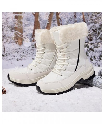 Winter Boots for Women Waterproof Anti Slip Ankle Booties Warm Short Womans Snow Boots with Fur Lined Shoes Bb4-white $16.66 ...