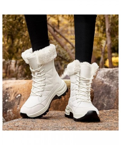 Winter Boots for Women Waterproof Anti Slip Ankle Booties Warm Short Womans Snow Boots with Fur Lined Shoes Bb4-white $16.66 ...