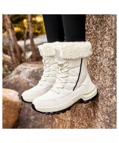 Winter Boots for Women Waterproof Anti Slip Ankle Booties Warm Short Womans Snow Boots with Fur Lined Shoes Bb4-white $16.66 ...