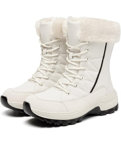 Winter Boots for Women Waterproof Anti Slip Ankle Booties Warm Short Womans Snow Boots with Fur Lined Shoes Bb4-white $16.66 ...