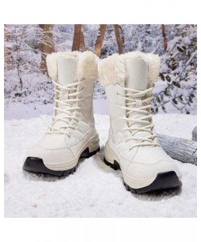 Winter Boots for Women Waterproof Anti Slip Ankle Booties Warm Short Womans Snow Boots with Fur Lined Shoes Bb4-white $16.66 ...