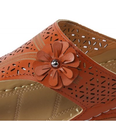 Women's Solid Color Flower Cutout Shoes Sandals Ladies Summer Clip on Slip on Wedge Beach Arch Support Thong Brown 8 $12.54 S...