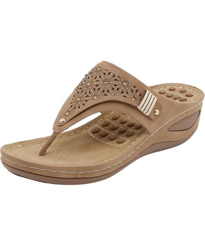 wedge sandals for women summer Women's Wedge Sandals with Arch Support Breathable Thick-soled Outdoor Sandals Z 05-brown $15....