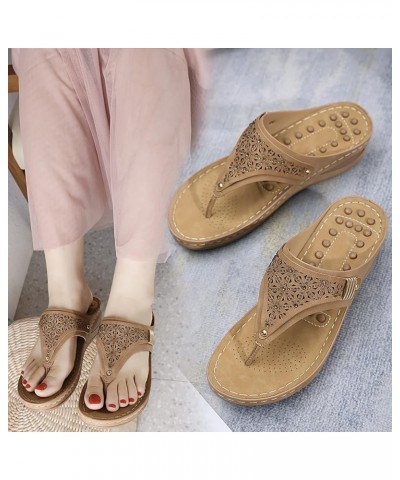 wedge sandals for women summer Women's Wedge Sandals with Arch Support Breathable Thick-soled Outdoor Sandals Z 05-brown $15....