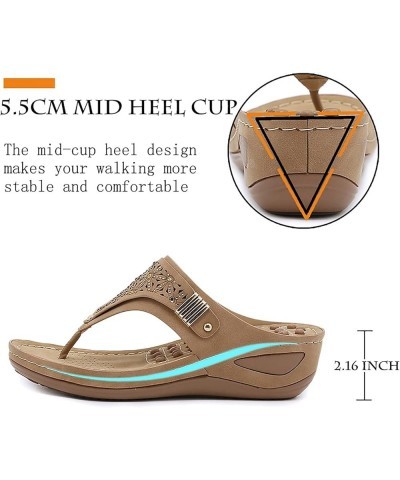 wedge sandals for women summer Women's Wedge Sandals with Arch Support Breathable Thick-soled Outdoor Sandals Z 05-brown $15....