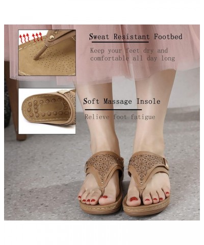 wedge sandals for women summer Women's Wedge Sandals with Arch Support Breathable Thick-soled Outdoor Sandals Z 05-brown $15....