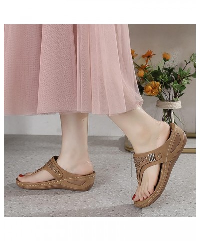 wedge sandals for women summer Women's Wedge Sandals with Arch Support Breathable Thick-soled Outdoor Sandals Z 05-brown $15....