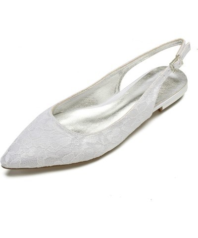 Womens Bridal Flats Pointed Toe Closed Toe Bridal Shoes Comfy Lace Wedding Bridal Bridesmaid Low Heel Shoes 5 US Beige $32.83...