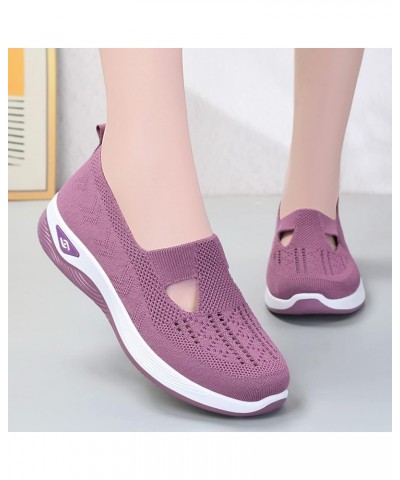 Running Shoes for Women Walking Slip on Diabetic Foam Shoes Hands Free Slip in Sneakers Arch Support Purple1-orthopedic Shoes...