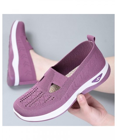 Running Shoes for Women Walking Slip on Diabetic Foam Shoes Hands Free Slip in Sneakers Arch Support Purple1-orthopedic Shoes...